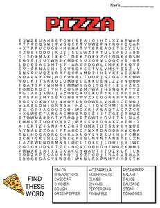 Pizza Word Search: 3 Difficulties - Roombop