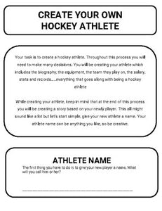 Hockey: Create an Athlete (Google Classroom) - Roombop