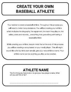 Baseball: Create an Athlete (Google Classroom) - Roombop