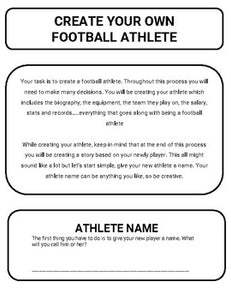 Football: Create an Athlete (Google Classroom) - Roombop