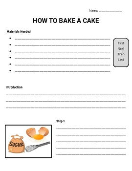 How to Bake a Cake: Procedural Writing Organizers (Editable in Google ...