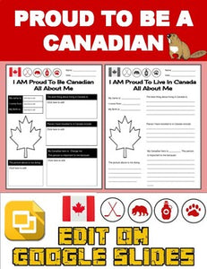Proud To Be a Canadian: All About Me Worksheet (Editable in Google Slides) - Roombop