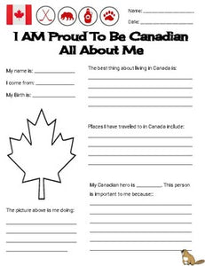 Proud To Be a Canadian: All About Me Worksheet (Editable in Google Slides) - Roombop