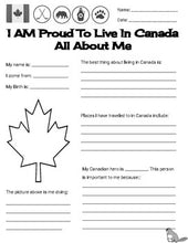 Load image into Gallery viewer, Proud To Be a Canadian: All About Me Worksheet (Editable in Google Slides) - Roombop