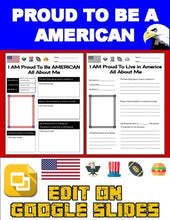 Load image into Gallery viewer, Proud To Be a American: All About Me Worksheet (Editable in Google Slides) - Roombop
