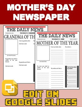 Mother's Day Newspaper (Editable in Google Slides) - Roombop