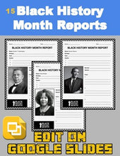 Load image into Gallery viewer, Black History Month Reports (Editable in Google Slides) - Roombop