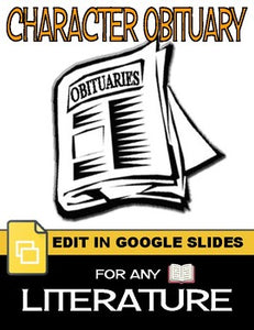Character Obituary - For Any Literature (Editable in Google Slides) - Roombop