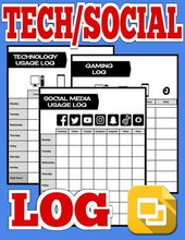 Load image into Gallery viewer, Technology &amp; Social Media Log (Editable Google Slides) - Roombop