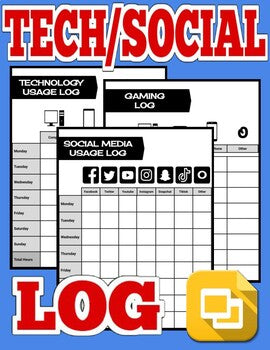 Technology & Social Media Log (Editable Google Slides) - Roombop