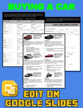 Buying a Car: Simple Interest & Balance (Edit in Google Slides) - Roombop