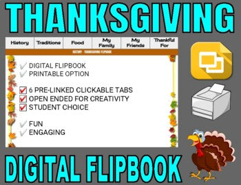 Thanksgiving Digital Flipbook - Google Slides