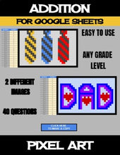 Load image into Gallery viewer, Father&#39;s Day - Digital Pixel Art, Magic Reveal - ADDITION - Google Sheets