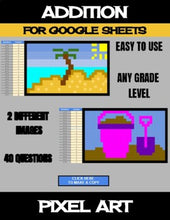 Load image into Gallery viewer, Beach - Digital Pixel Art, Magic Reveal - ADDITION - Google Sheets