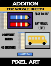 Load image into Gallery viewer, Back To School - Digital Pixel Art, Magic Reveal - ADDITION - Google Sheets