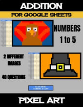 Load image into Gallery viewer, Thanksgiving - Digital Pixel Art, Magic Reveal - ADDITION - Google Sheets