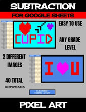 Load image into Gallery viewer, Valentine&#39;s Day - Digital Pixel Art, Magic Reveal - SUBTRACTION - Google Sheets