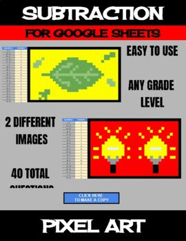 Earth Day - Digital Pixel Art, Magic Reveal - SUBTRACTION - Google Sheets