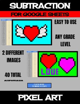 Mother's Day - Digital Pixel Art, Magic Reveal - SUBTRACTION - Google Sheets