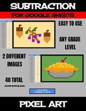Load image into Gallery viewer, Thanksgiving - Digital Pixel Art, Magic Reveal - SUBTRACTION - Google Sheets