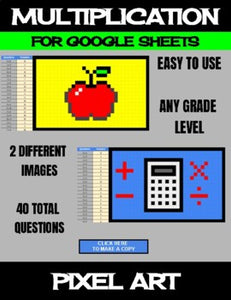 Back To School - Digital Pixel Art, Magic Reveal - MULTIPLICATION Google Sheets