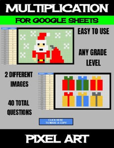 Christmas - Digital Pixel Art, Magic Reveal - MULTIPLICATION - Google Sheets