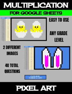 Easter - Digital Pixel Art, Magic Reveal - MULTIPLICATION - Google Sheets