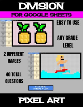 Beach - Digital Pixel Art, Magic Reveal - DIVISION - Google Sheets