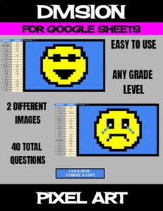 Emoji - Digital Pixel Art, Magic Reveal - DIVISION - Google Sheets